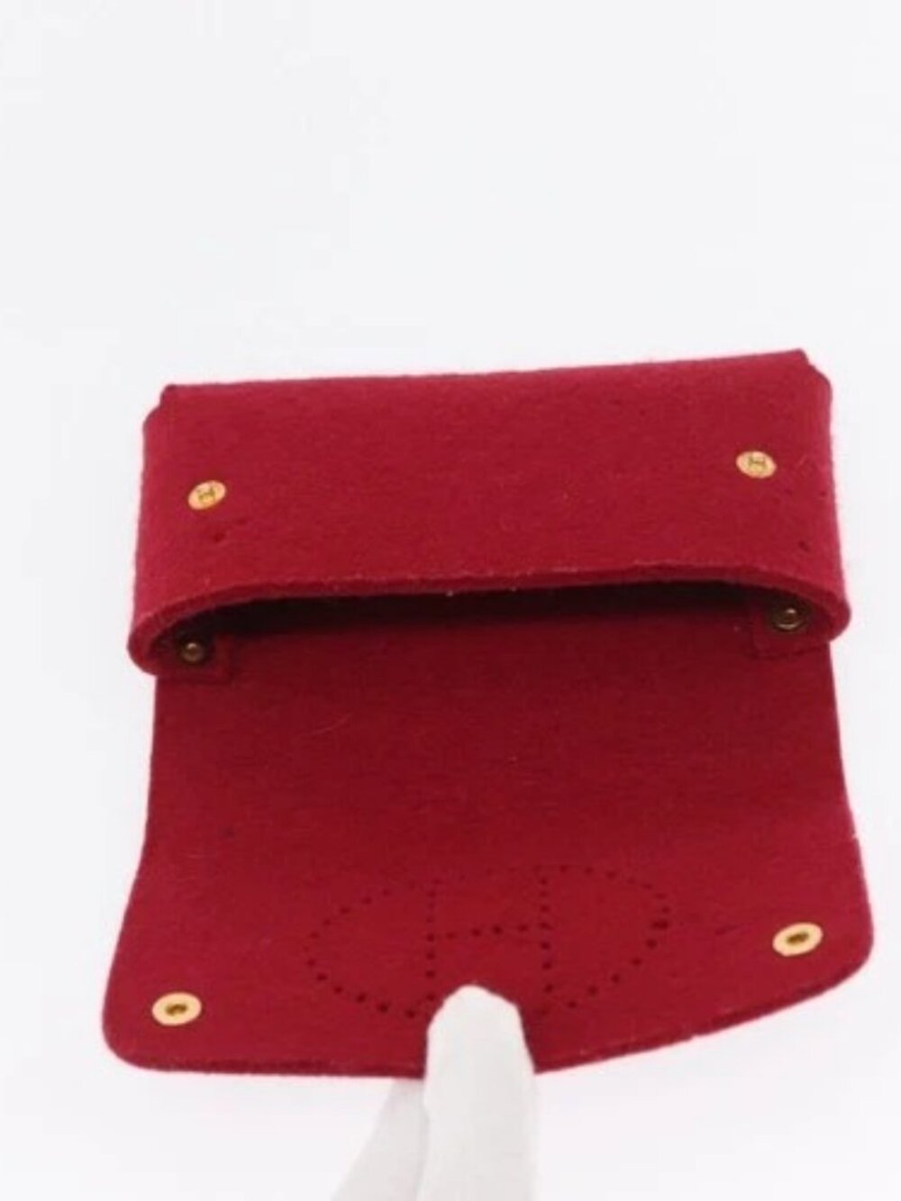 HERMES Clutch Bag Cotton Leather 2 Set Red Blue Auth bs32605 - Picture 7 of 16